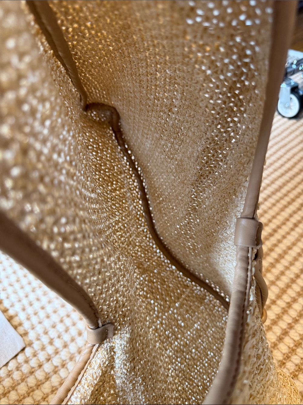 Dolce Vita Beige Straw Hobo with gold ring accent. Like new. Only used twice - Picture 3 of 4